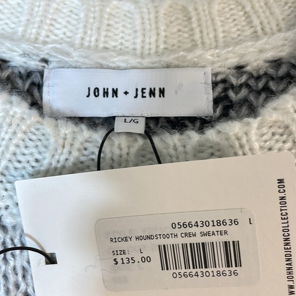 NWT. JOHN + JENN Rickey Houndstooth Crew Neck Sweater. Large - Picture 3 of 10